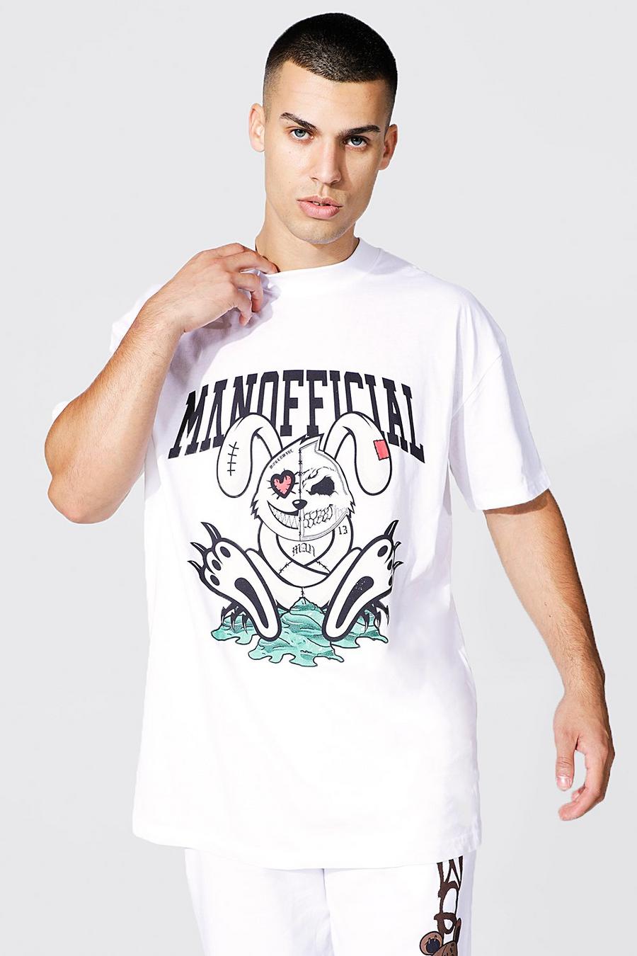 T-shirt oversize à imprimé lapin maléfique, White image number 1