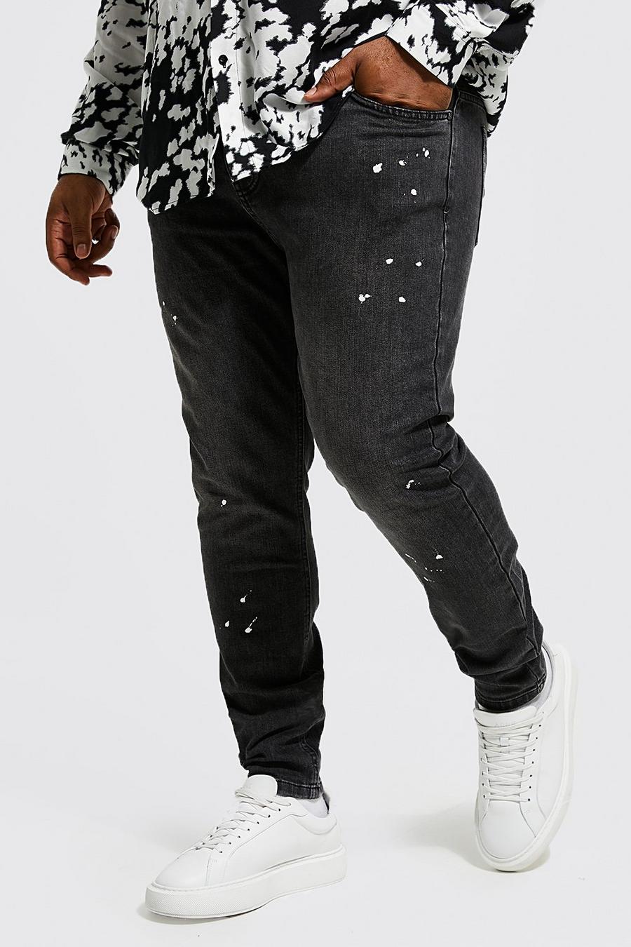 Mid grey grå Plus - Super skinny jeans med färgstänk