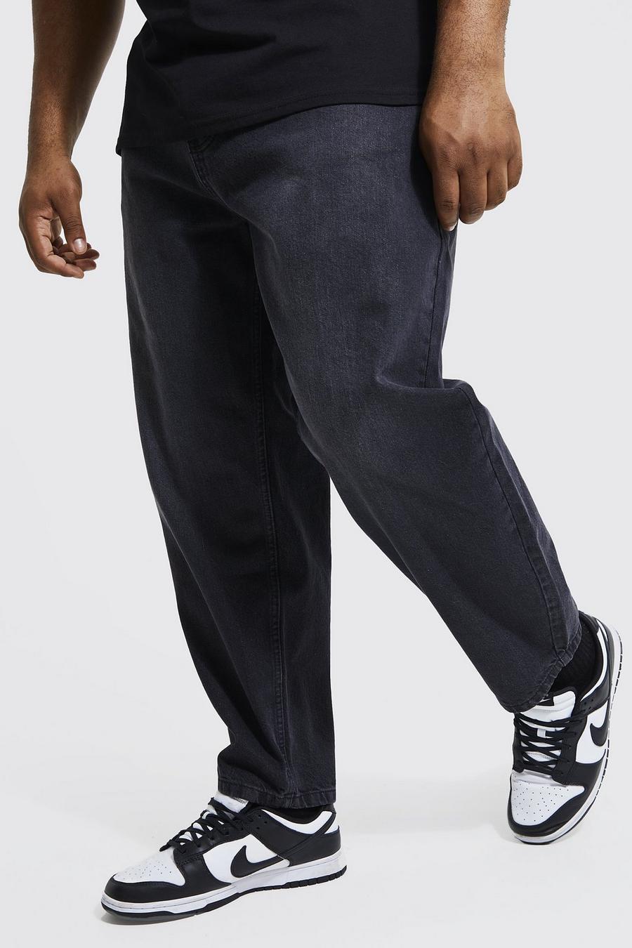 Mid grey grå Plus - Jeans i rigid denim med avsmalnande ben