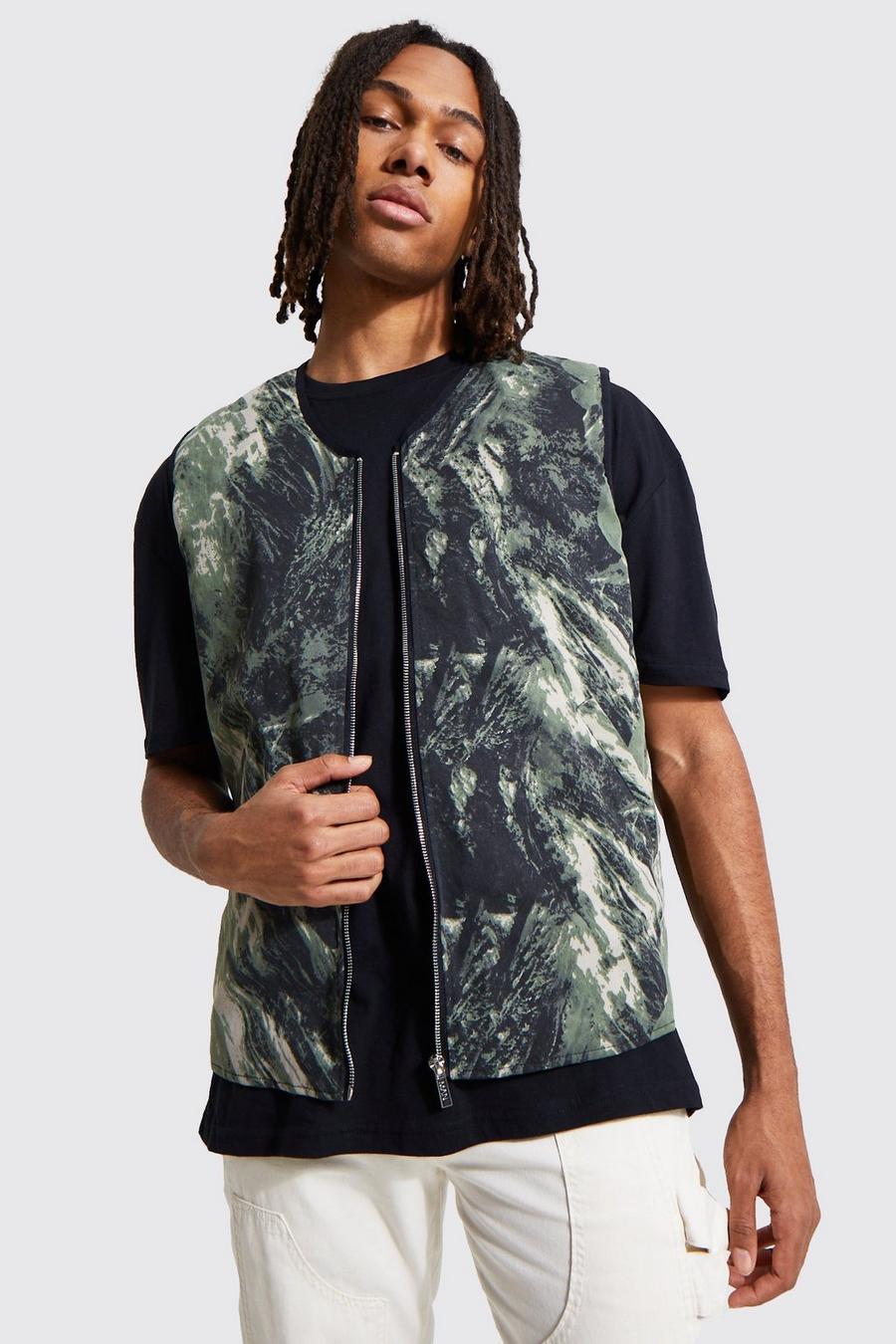 Quilted Lined Camo Twill Vest image number 1