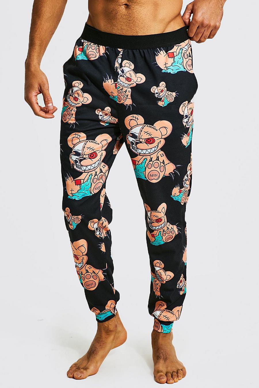 Black Evil Ted All Over Loungewear Pant image number 1