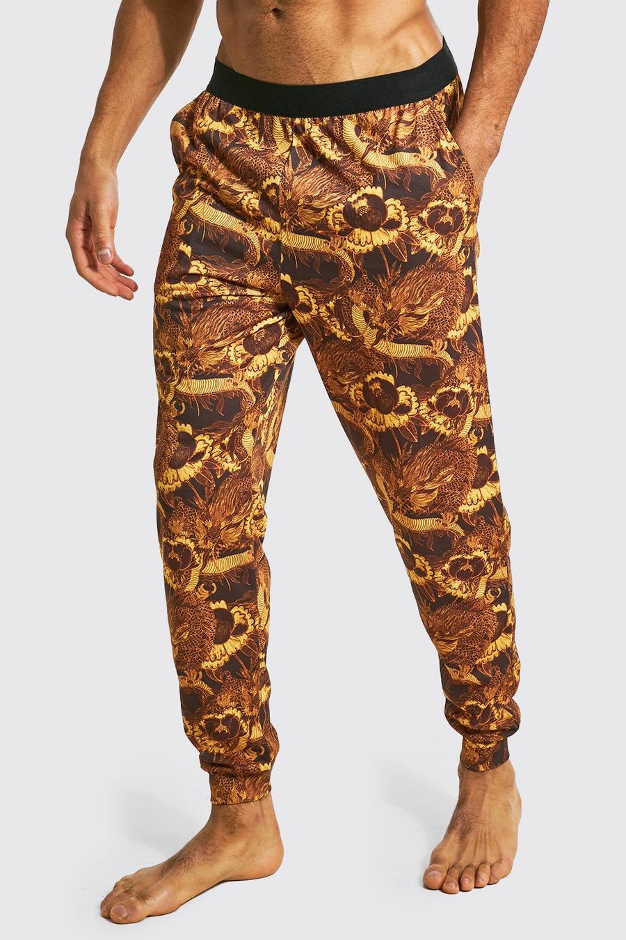 Khaki Dragon All Over Print Loungewear Pant image number 1