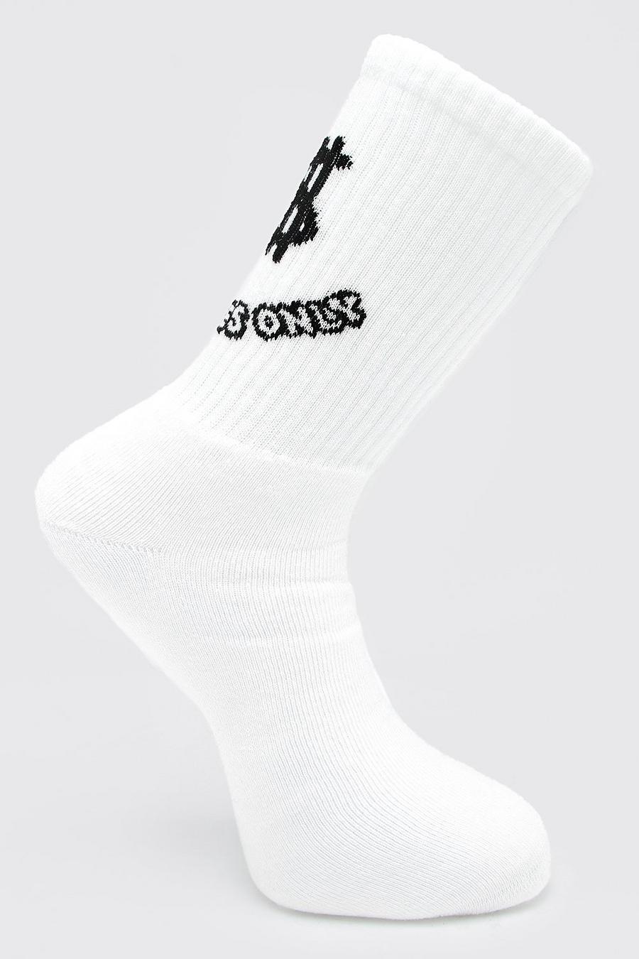 White 1 Pack Good Vibes Only Sock image number 1