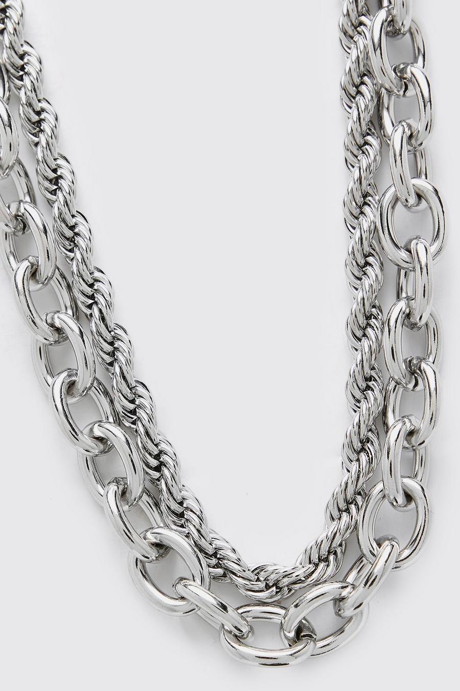 Silver Chunky Double Layer Chain image number 1