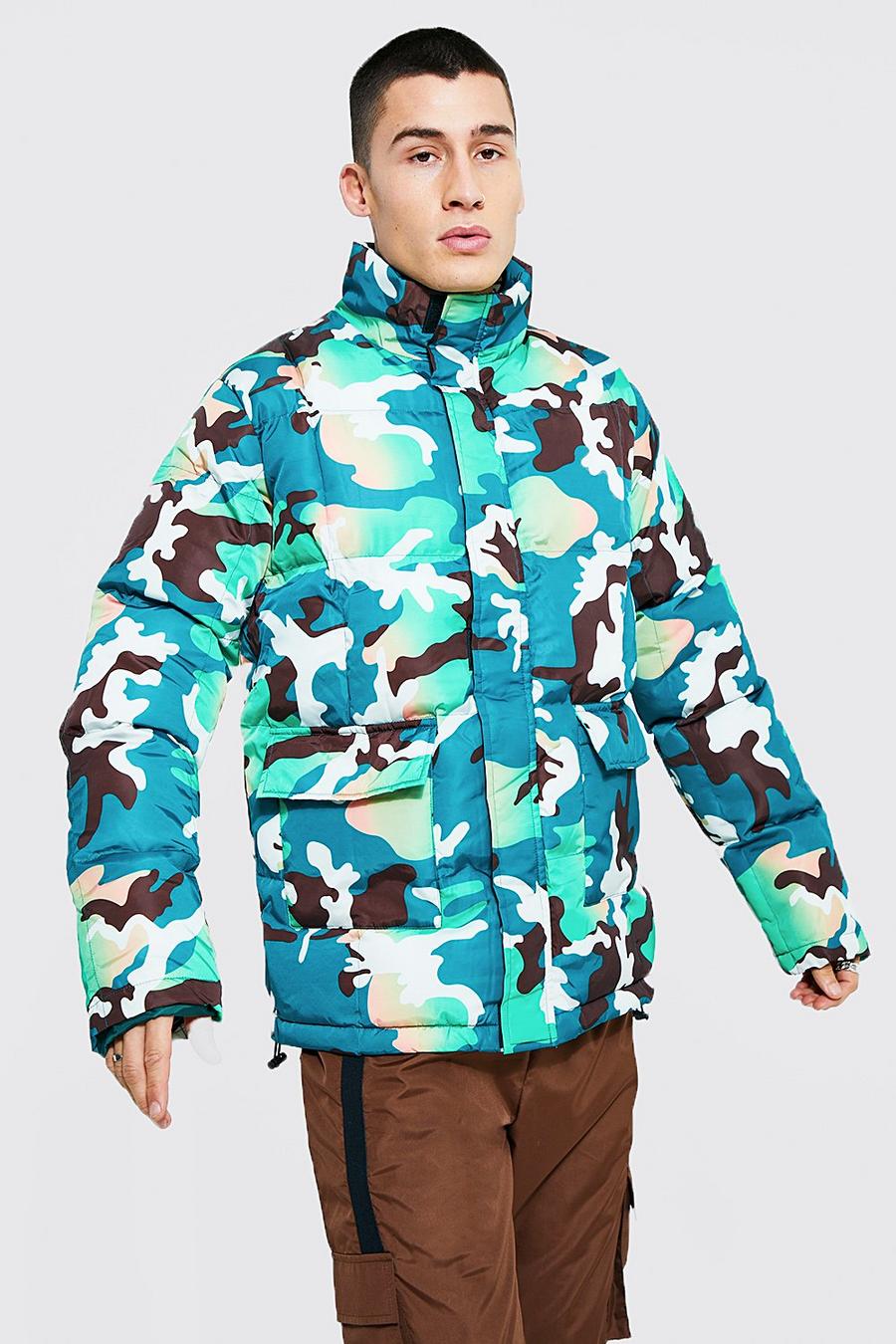 Multi Camo Funnel Neck Puffer image number 1