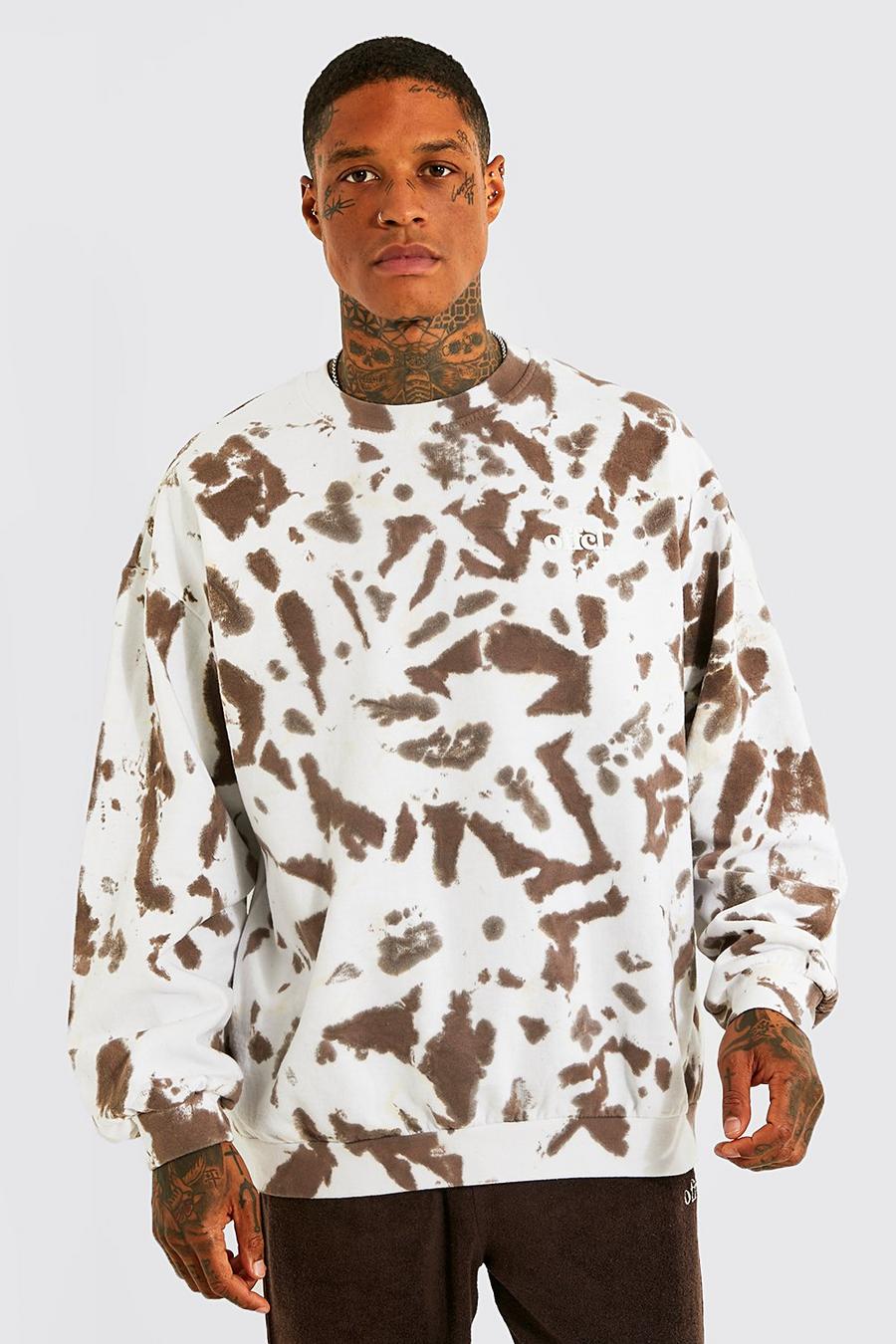 Chocolate Offcl Oversize batikmönstrad sweatshirt med tryck image number 1