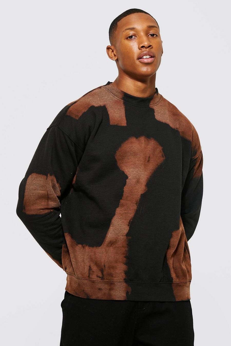 Black Oversized Bleached Sweater image number 1