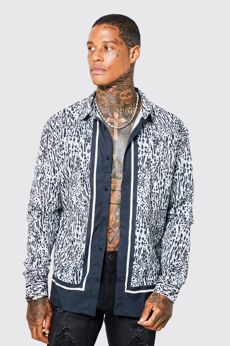 Charcoal grau Oversized Overhemd Met Lange Mouwen