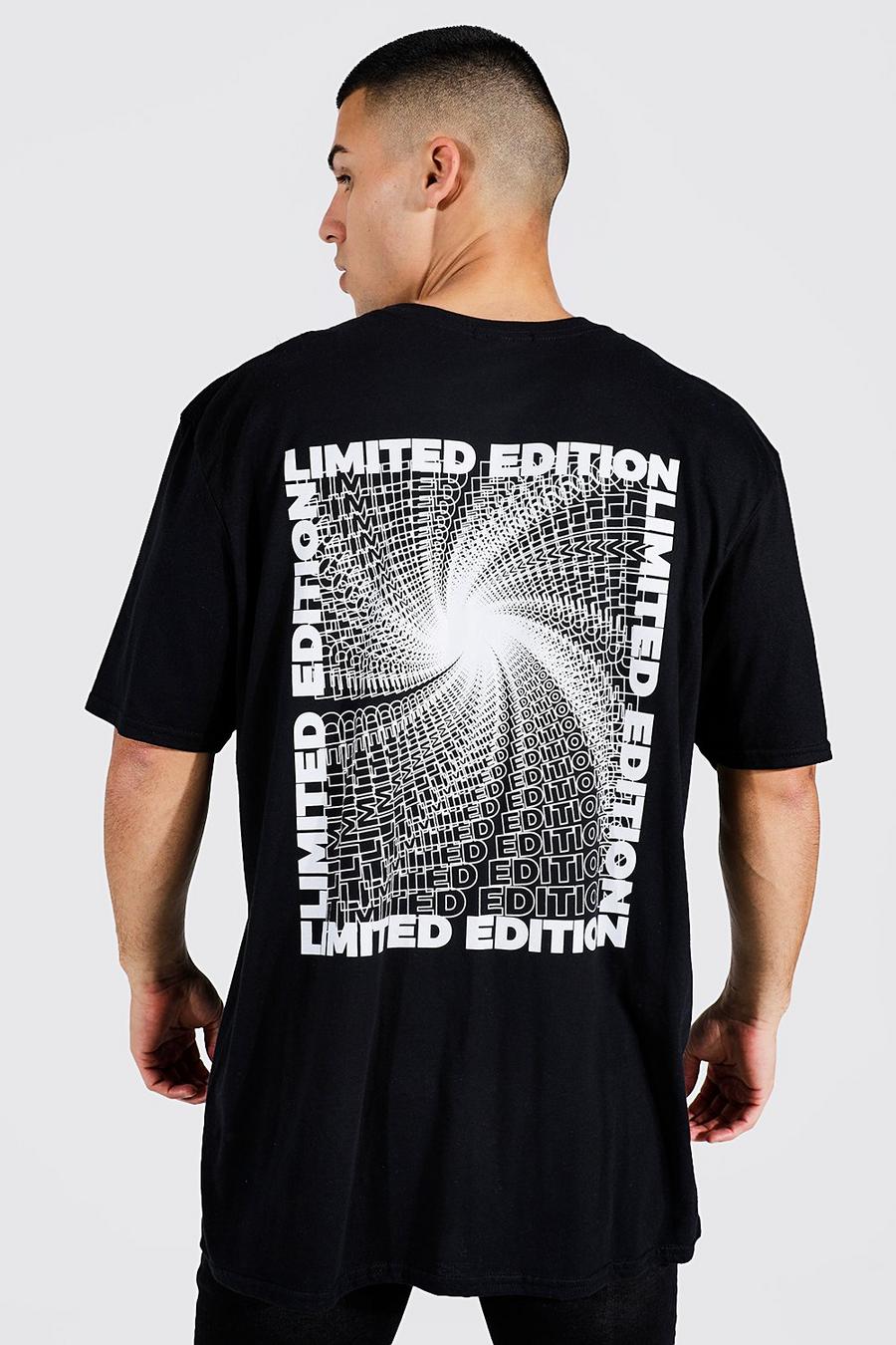Camiseta oversize Limited Edition con estampado de espiral, Black image number 1