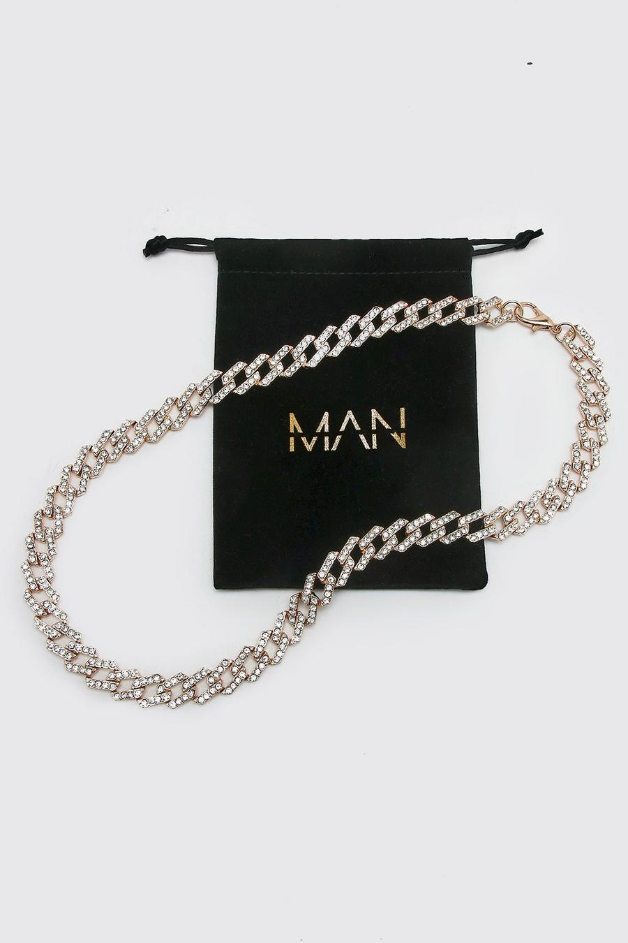 Gold Iced Cuban Chain Necklace with Gift Bag image number 1