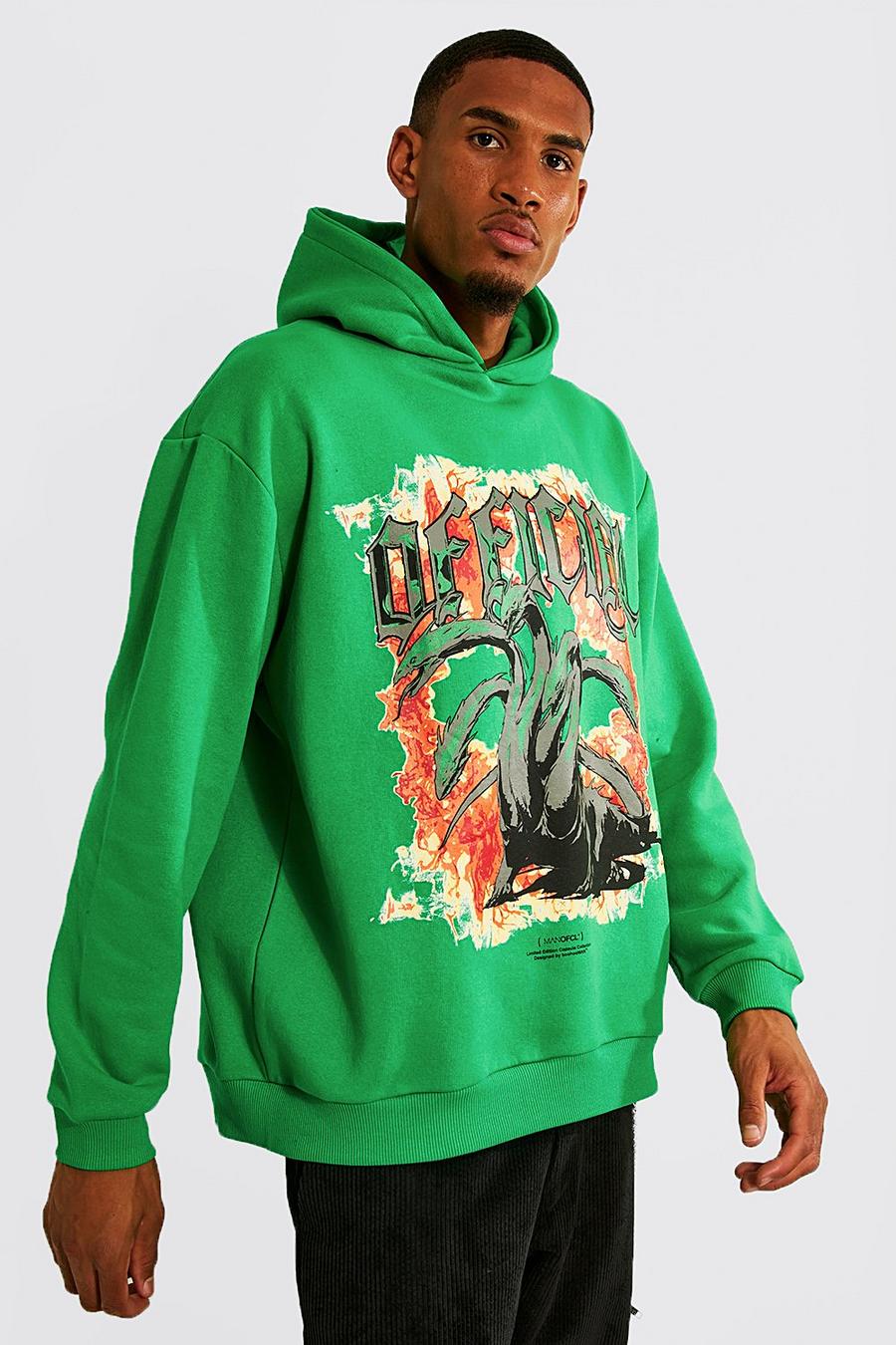 Tall Oversize Hoodie mit Print, Green image number 1
