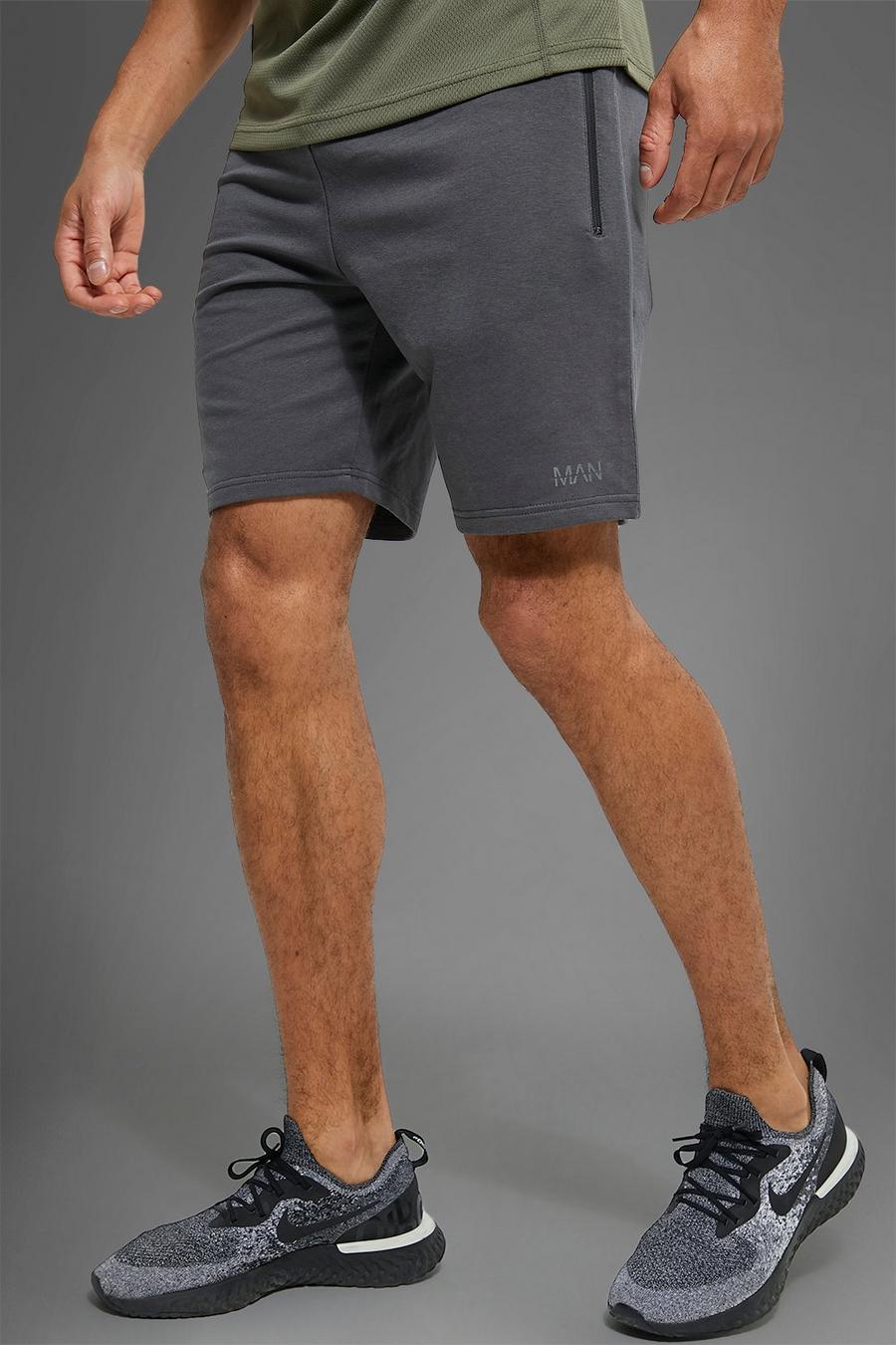 Charcoal Active Gym Mid Length Shorts image number 1