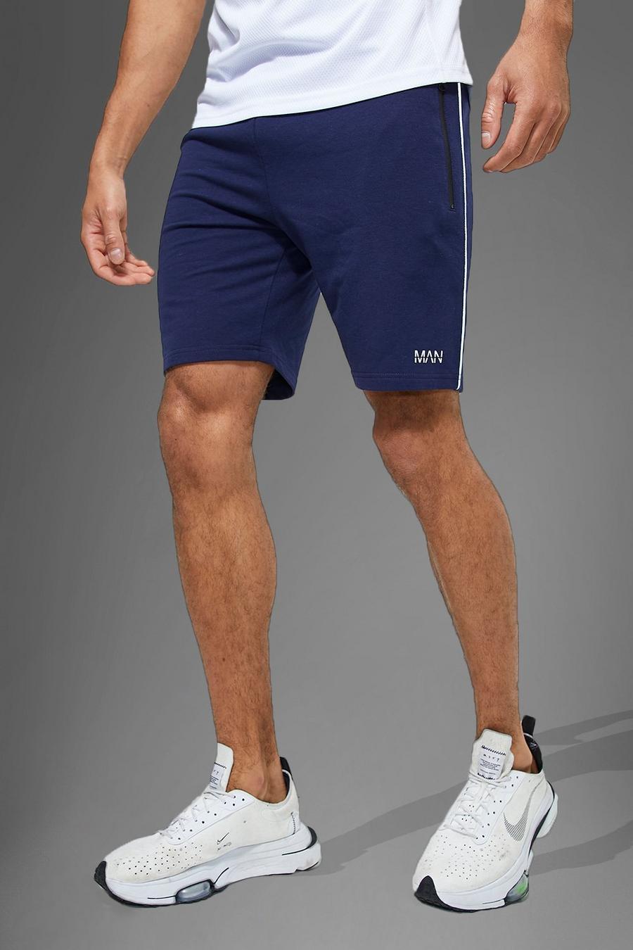 Navy Active Gym Mid Length Shorts image number 1
