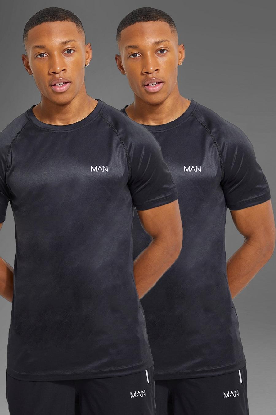 T-shirt Man Active Gym con maniche raglan - set di 2, Black negro image number 1