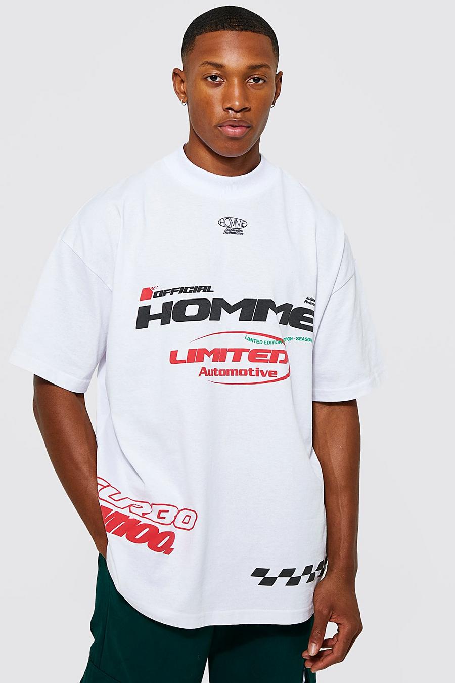 Oversized Extended Neck Motorsport T-shirt | boohoo