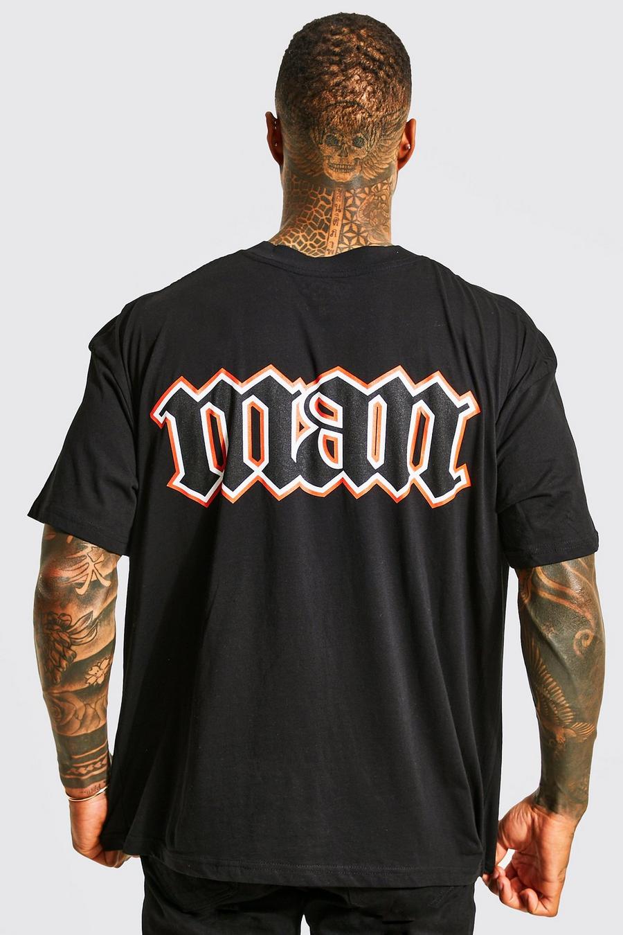 Black Oversized Extended Neck Man T-shirt image number 1