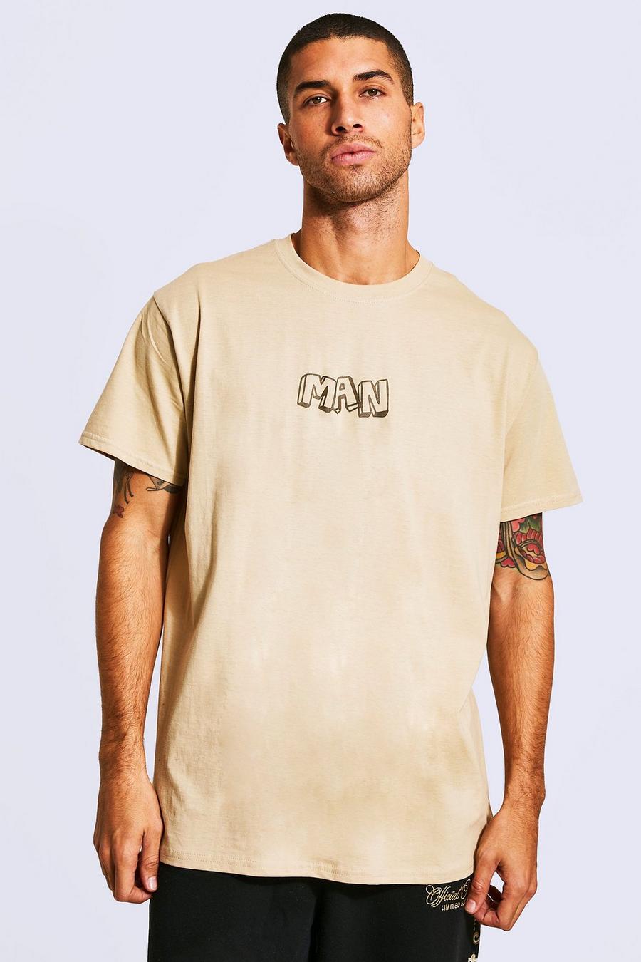 Camiseta oversize con estampado MAN, Sand image number 1