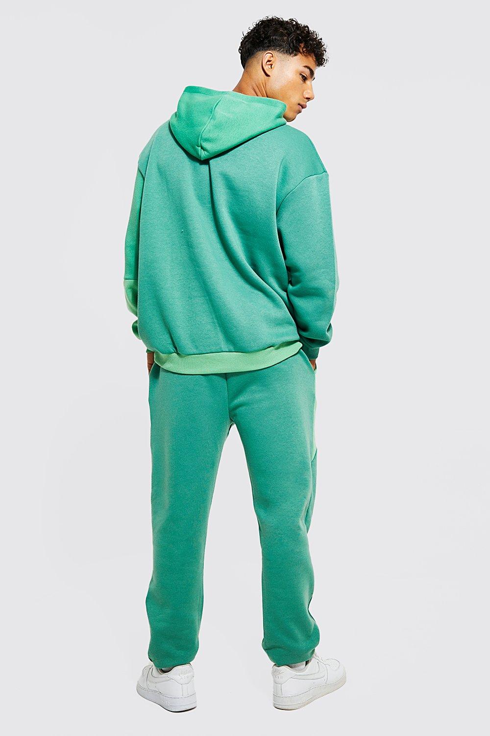 Oversized Man Curved Spliced Hooded Tracksuit boohoo DK