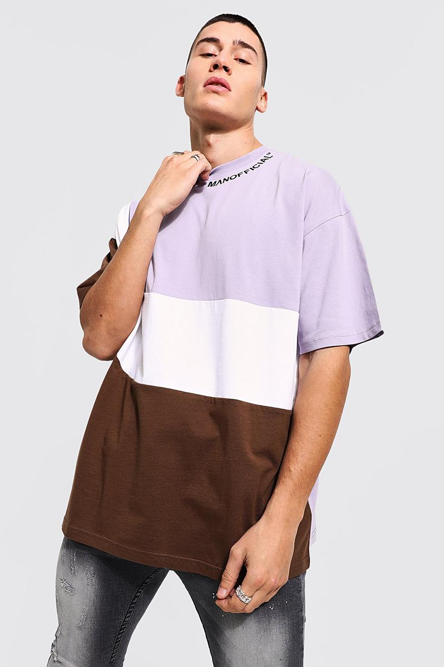Chocolate Oversized Man Official Colour Block T-shirt image number 1