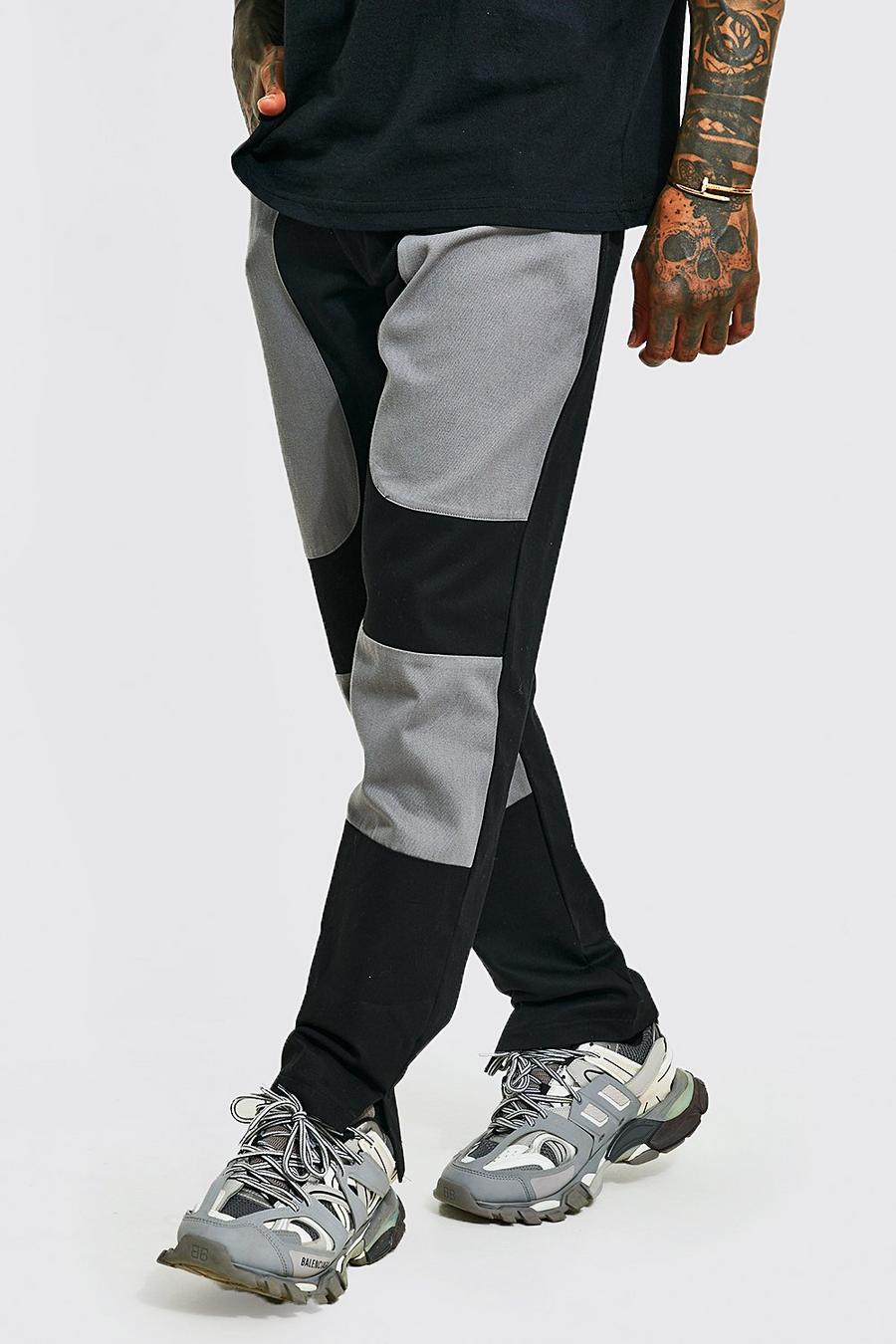 Pantalón cargo ajustado con bolsillos a capas y cintura fija, Black image number 1
