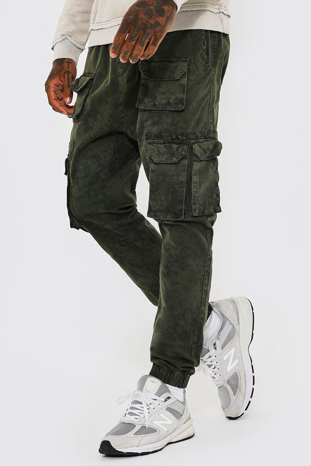 acid wash cargo jeans