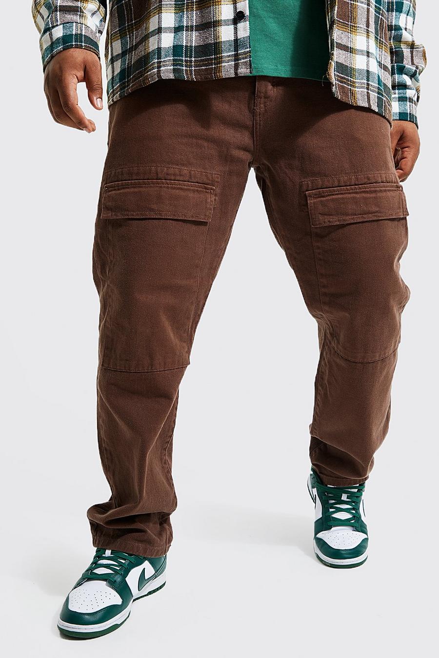 Chocolate brown Plus Straight Leg Front Cargo Pocket Jean
