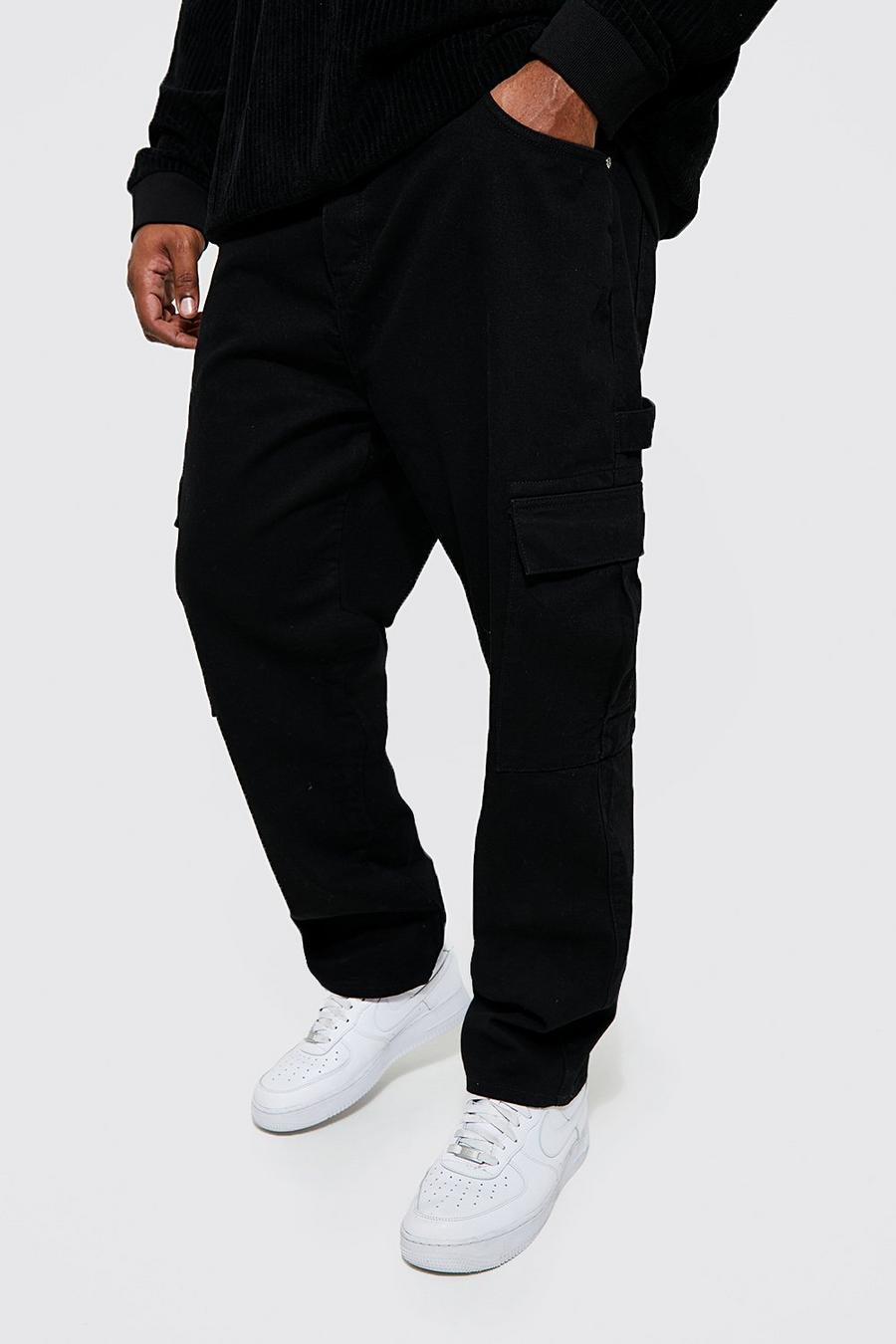 Jeans Plus Size Slim Fit stile da lavoro Cargo, Black image number 1