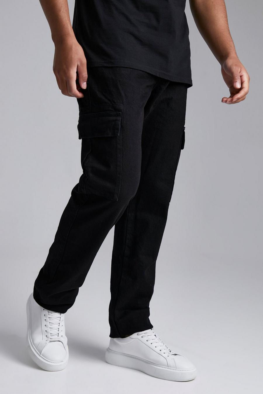 Tall Cargo-Jeans mit geradem Bein, Black