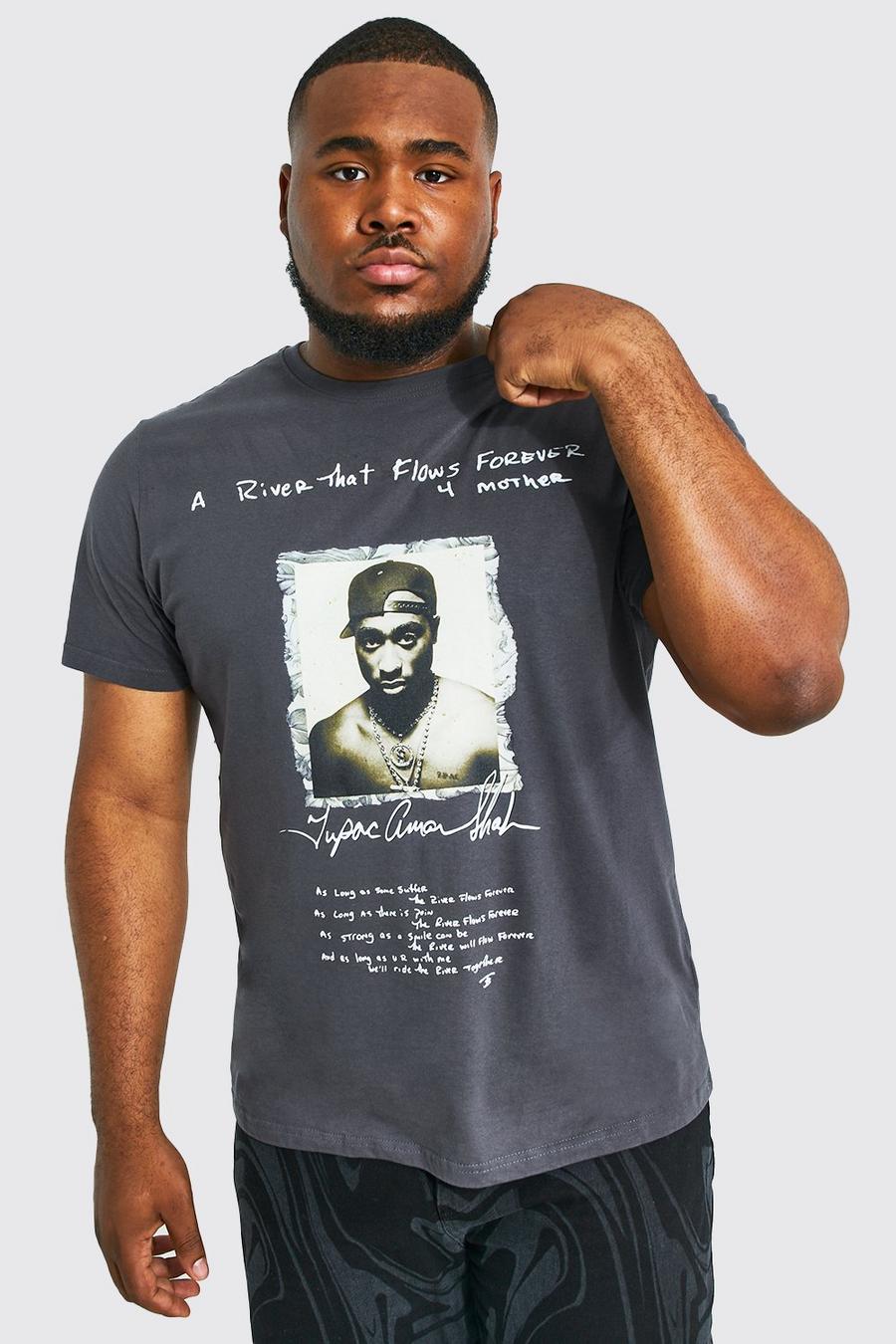 Charcoal Plus Tupac Poem Licence T-shirt image number 1