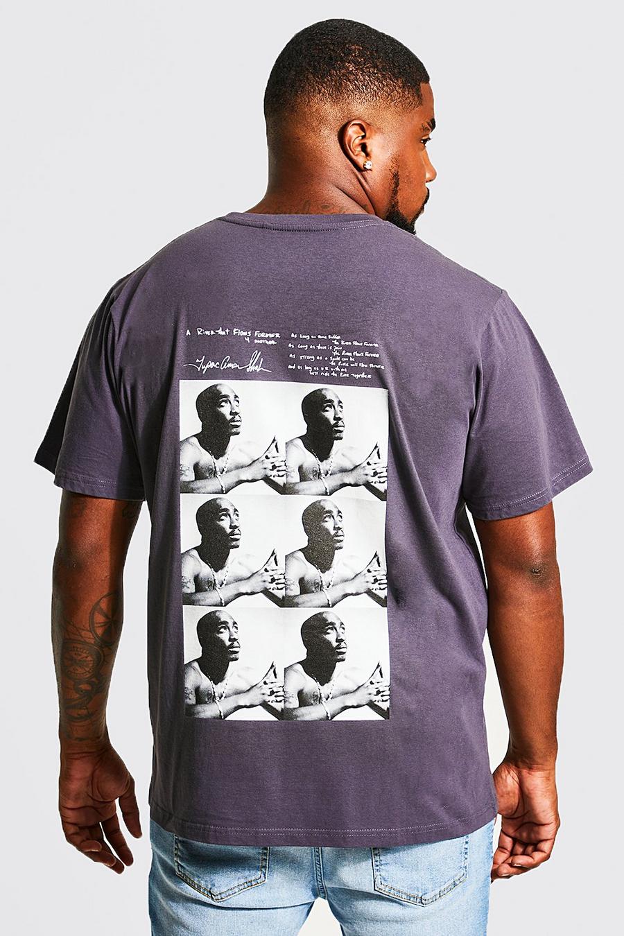 Charcoal Plus Tupac Front And Back Licence T-shirt image number 1