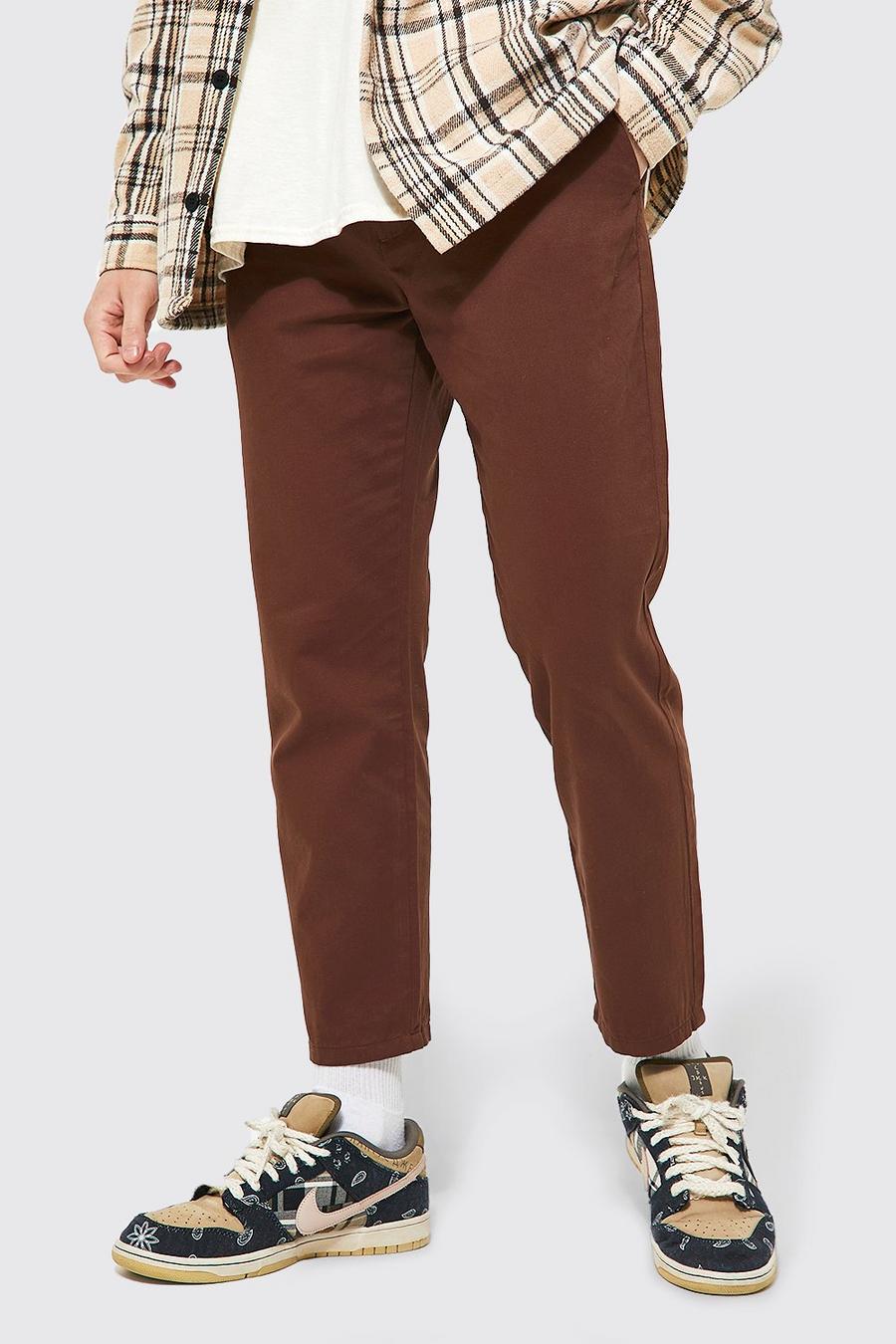 שוקולד marrón מכנסי צ'ינו בגזרת קרסול צרה