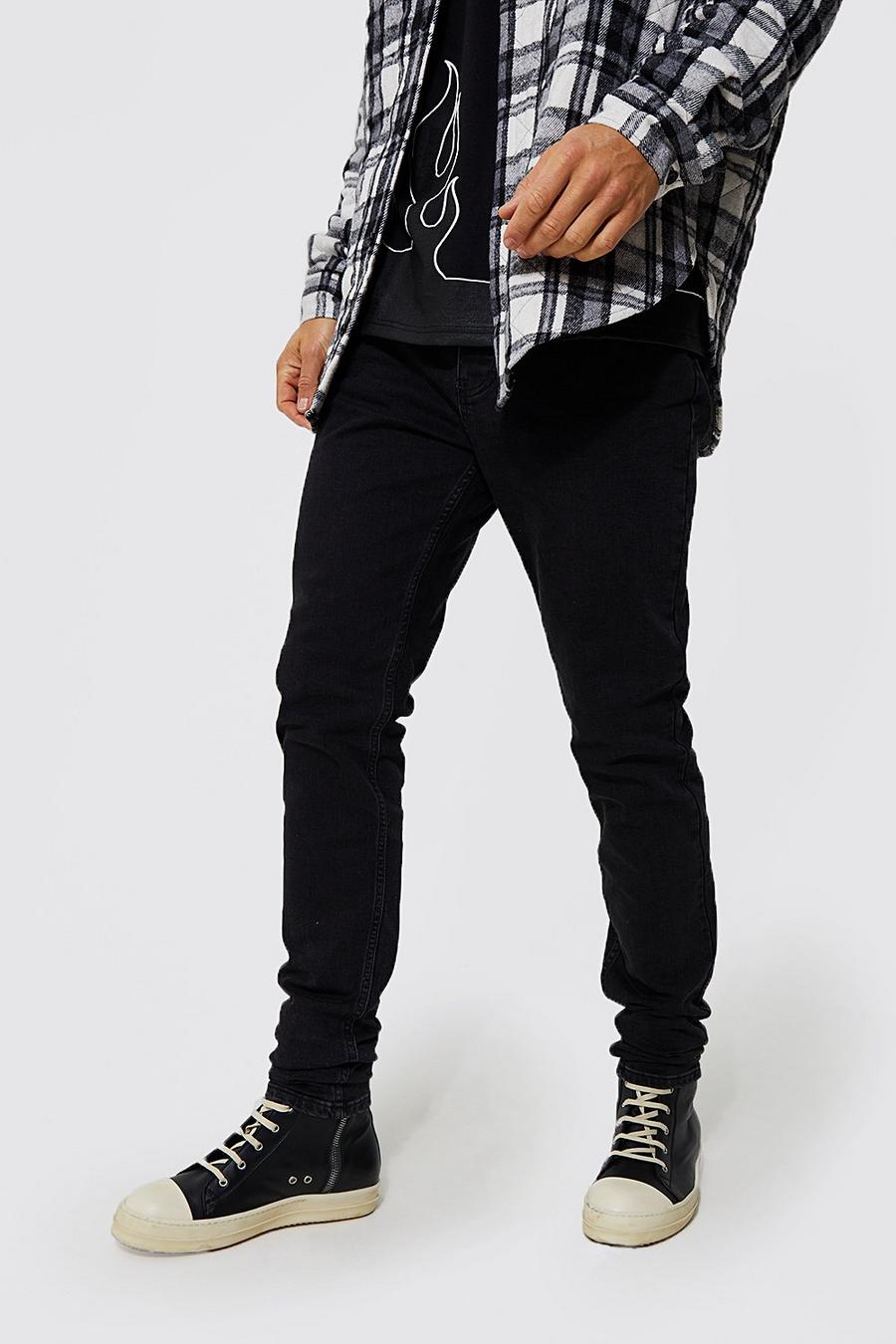 שחור דהוי ג'ינס סקיני לגברים גבוהים image number 1
