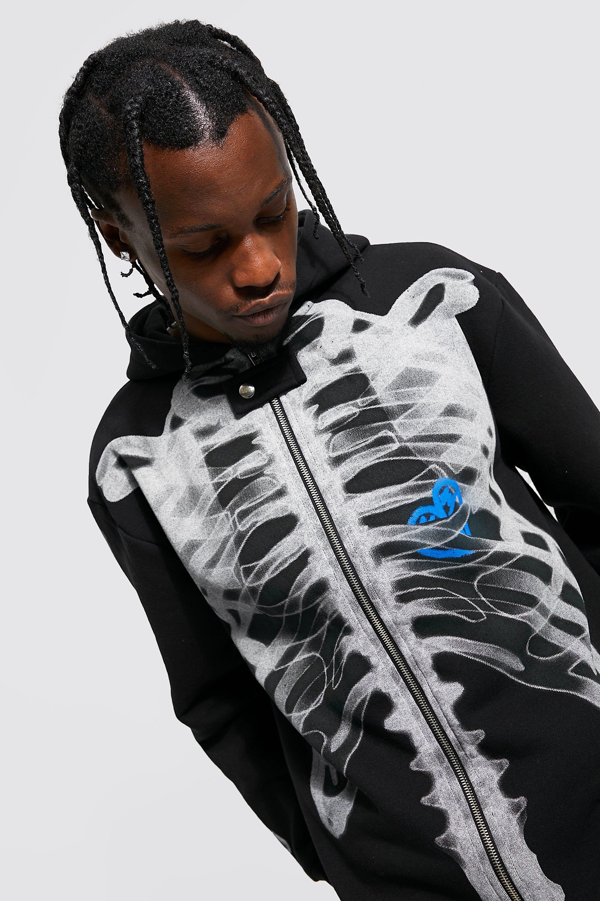 Hoodie with skeleton online print