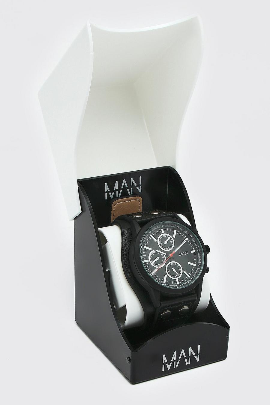 Black Man Dash Horloge Met Studs image number 1