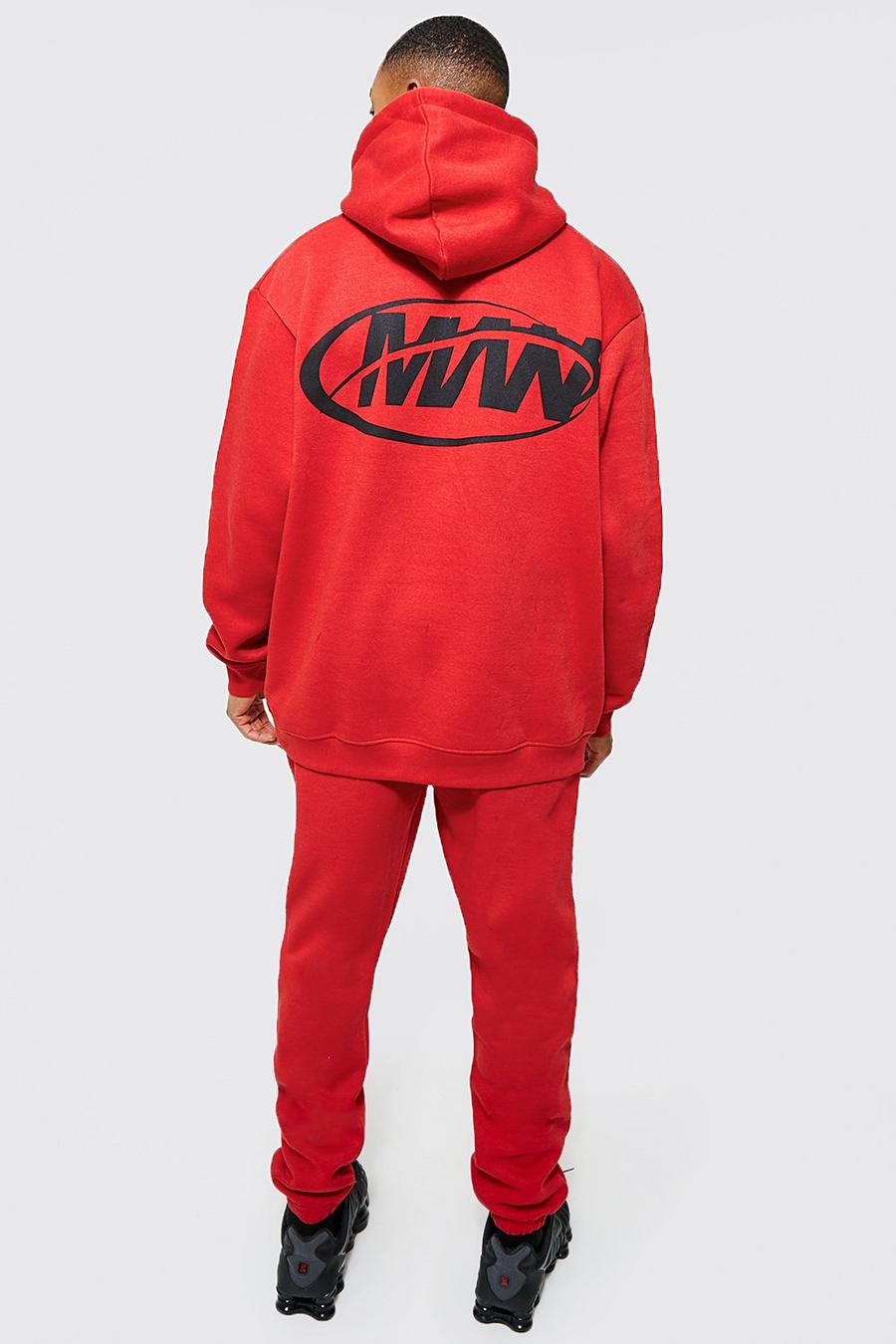 Red Oversized Man Hooded Tracksuit image number 1