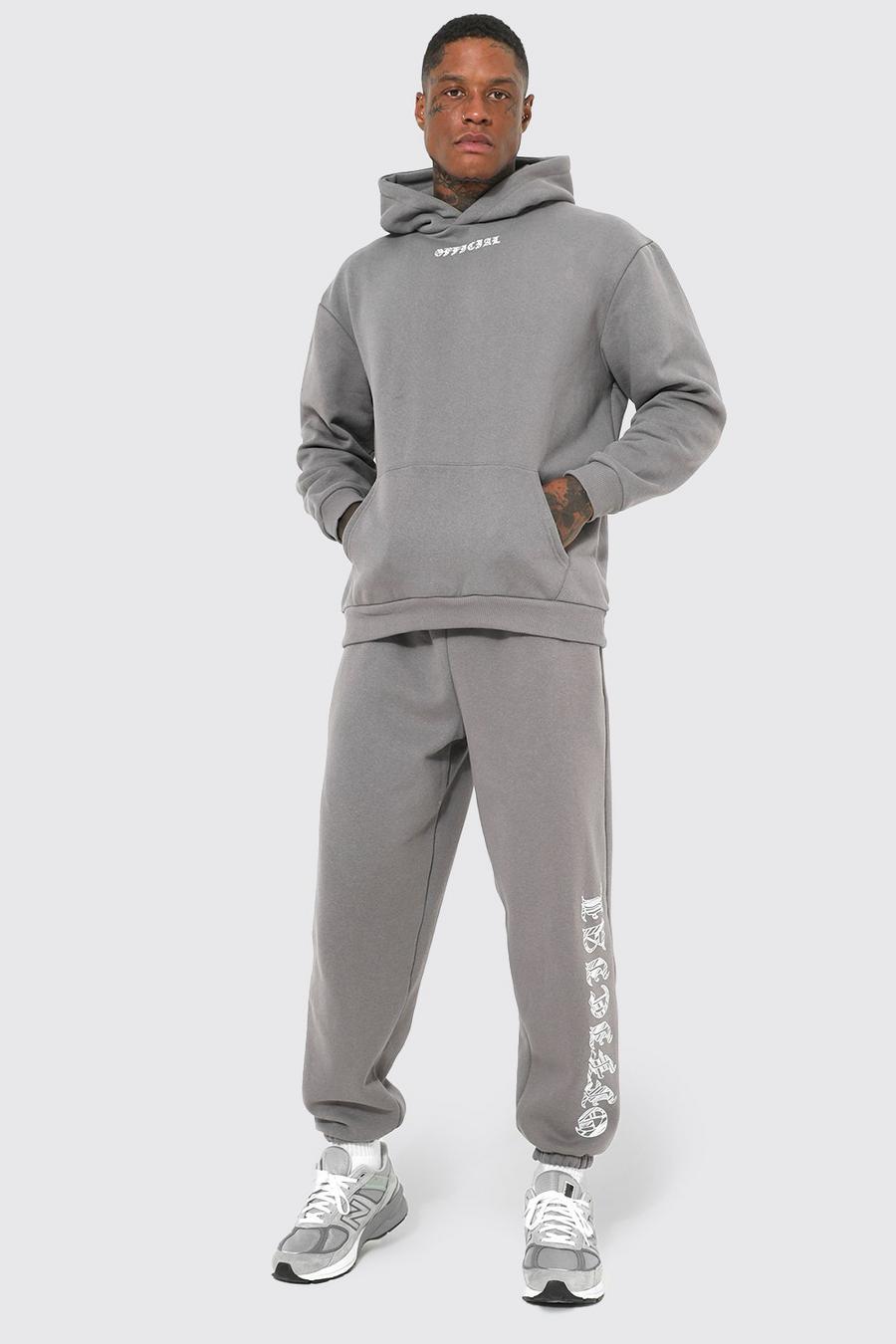 Charcoal Oversized Official Hooded Tracksuit image number 1