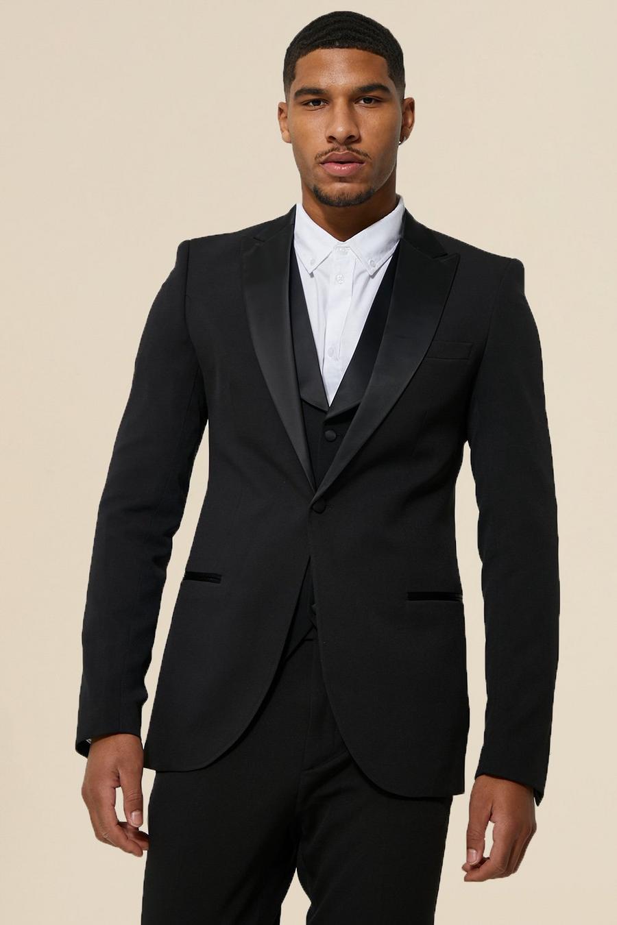 Black negro Tall Skinny Tuxedo Suit Jacket