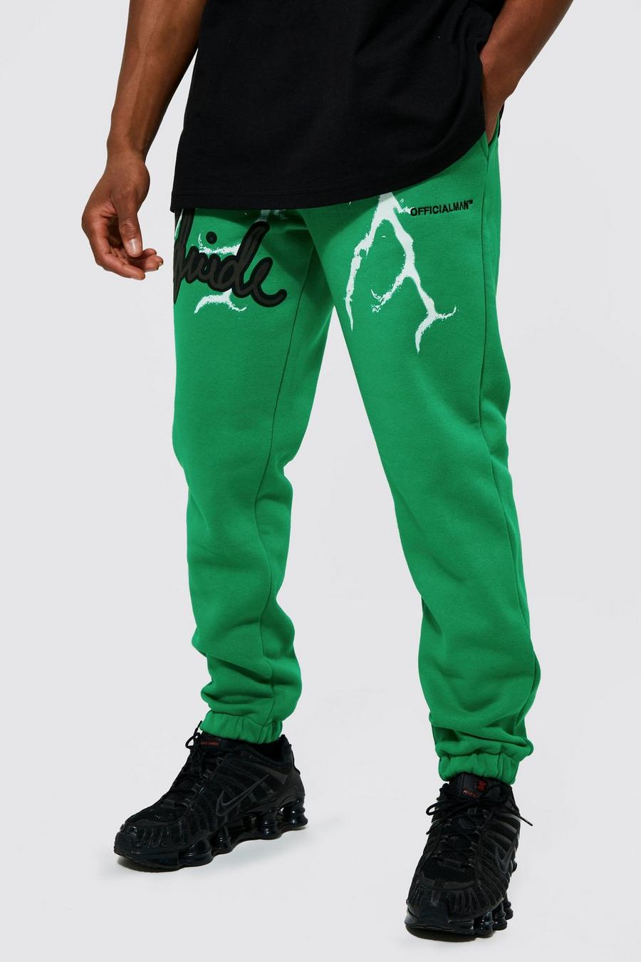 Green Regular Fit Worldwide Graphic Joggers image number 1