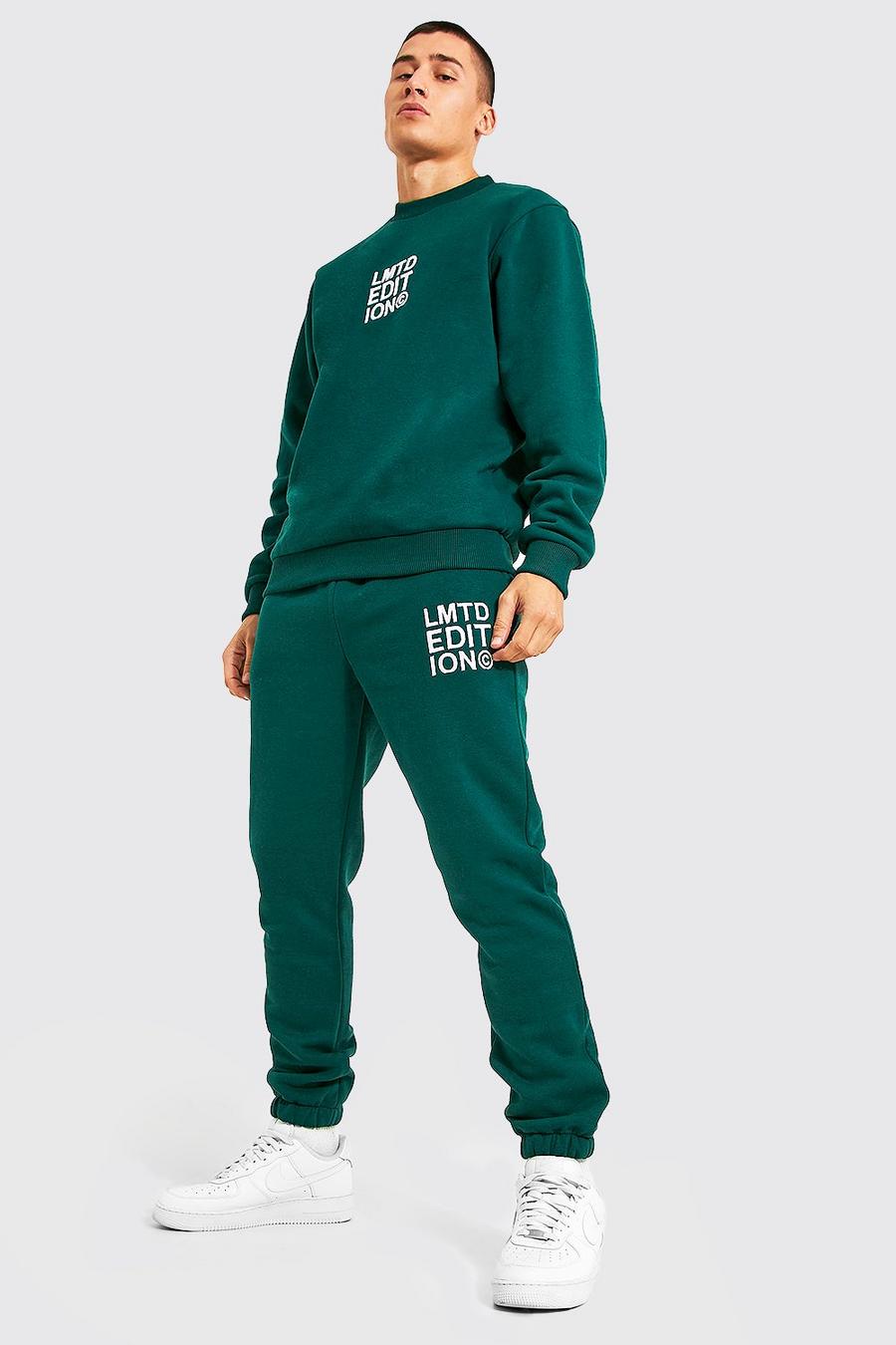 Green Limited 3d Embroidery Sweater Tracksuit image number 1