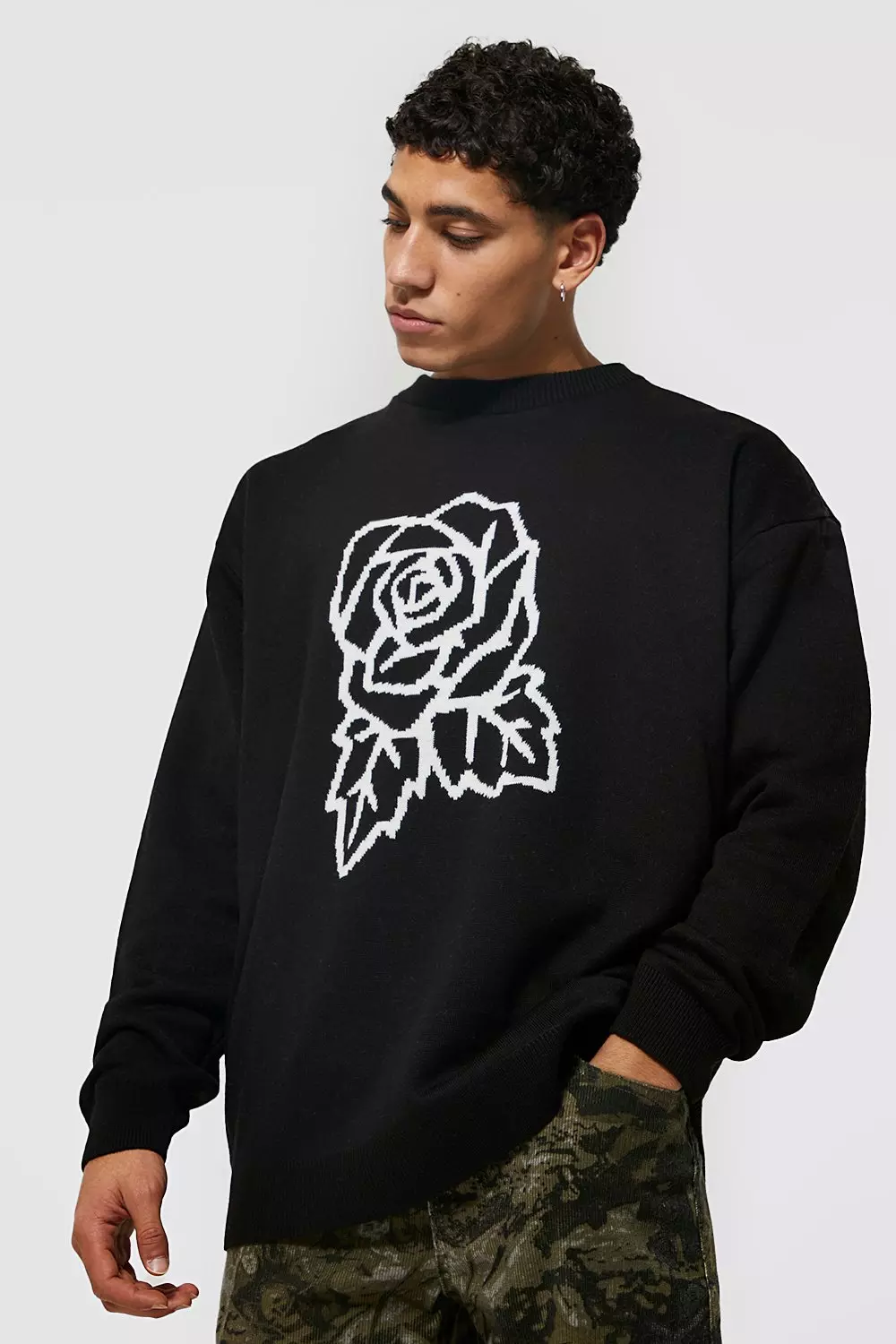 Black 2025 rose jumper