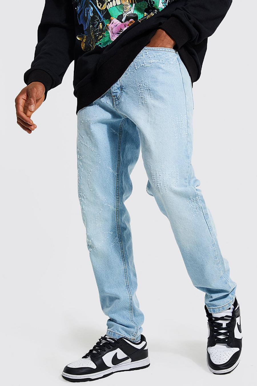 Ice blue Slim Fit Rigid Scratched Jeans image number 1