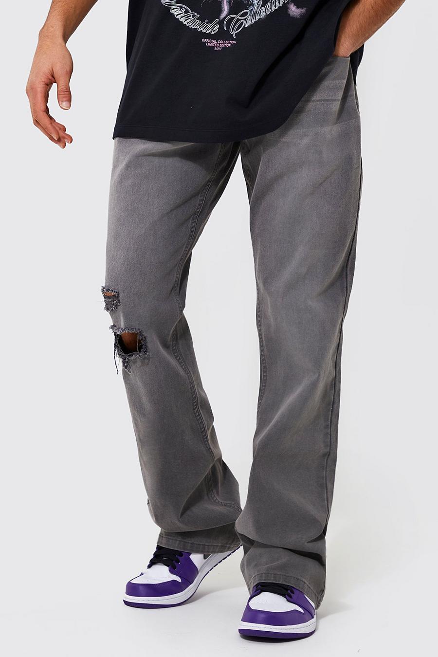 Mid grey grå Bootcut jeans i rigid denim  image number 1