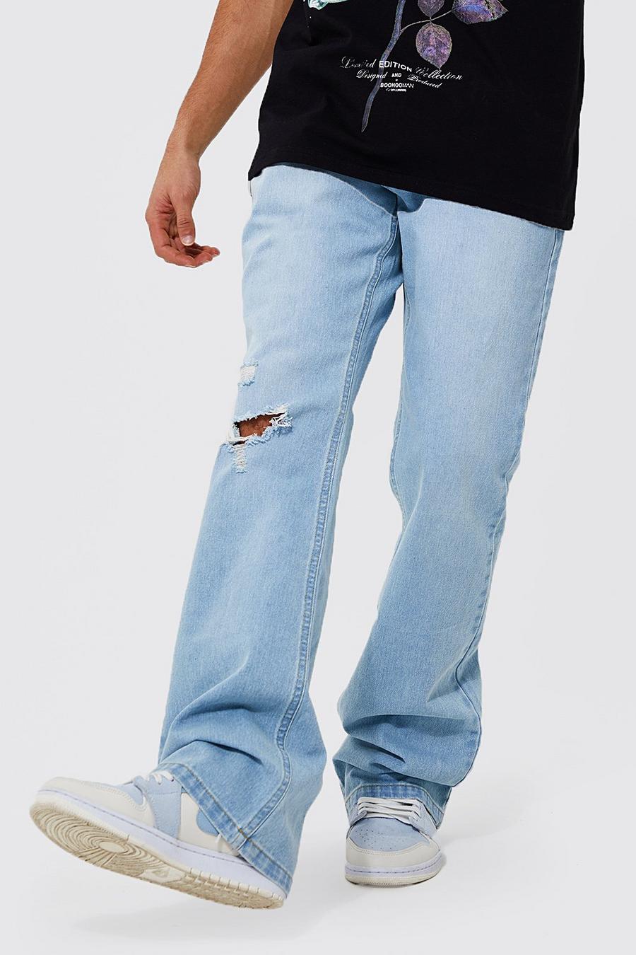 Ice blue Rigid Rip Knee Boot Cut Jeans image number 1