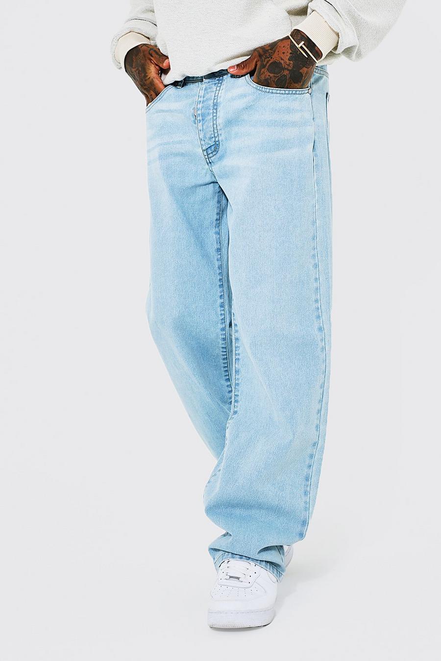 Ice blue Jeans i rigid denim med ledig passform image number 1
