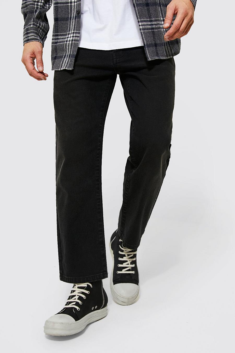 Washed black Straight Leg Rigid Cropped Jeans