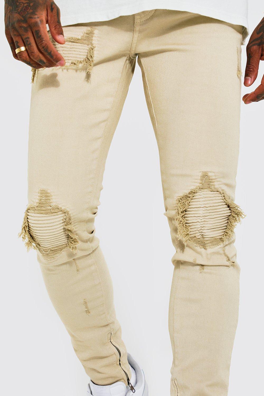 womens khaki biker jeans