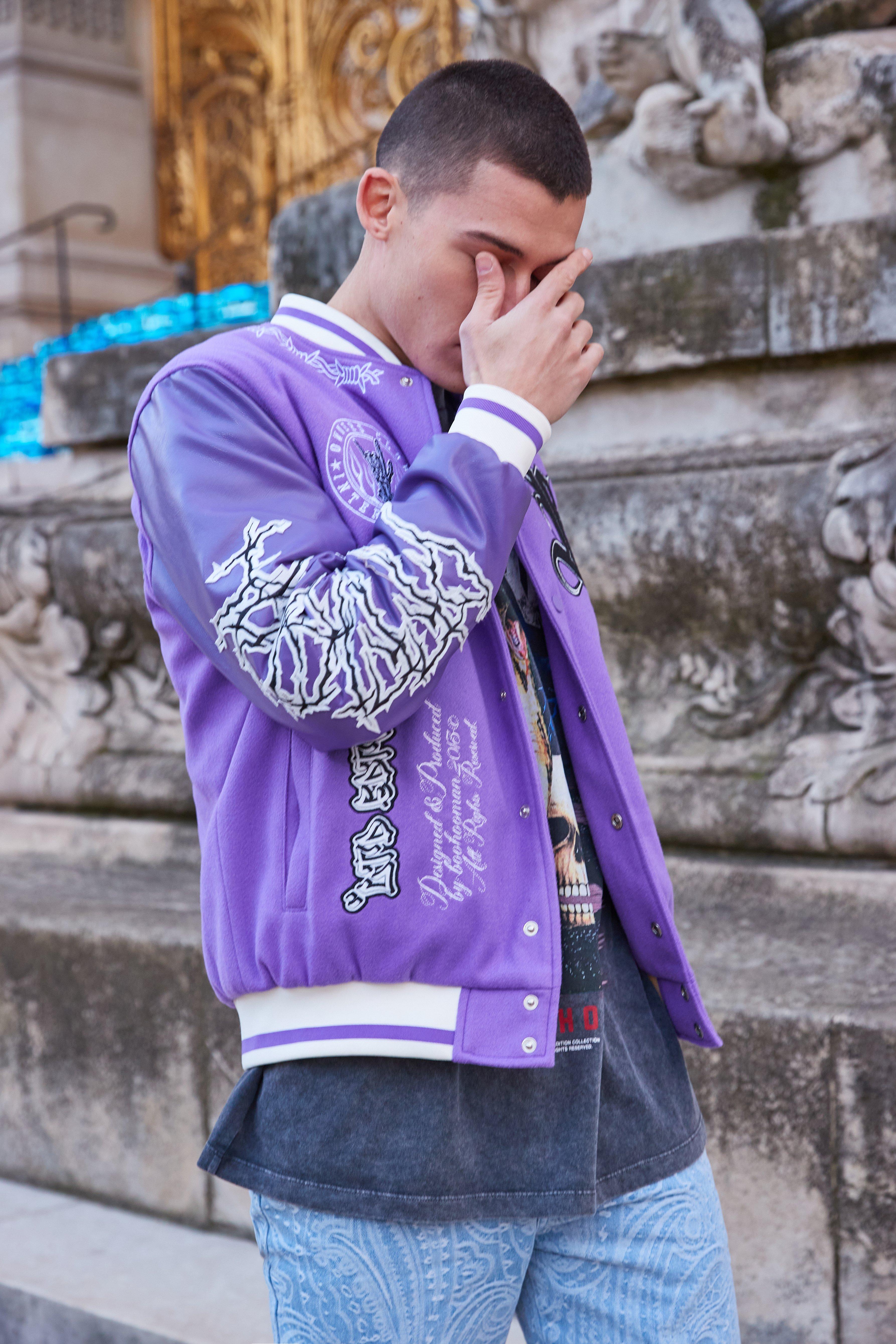 Men's 148 Purple Varsity Jacket (as1, alpha, one_size, regular