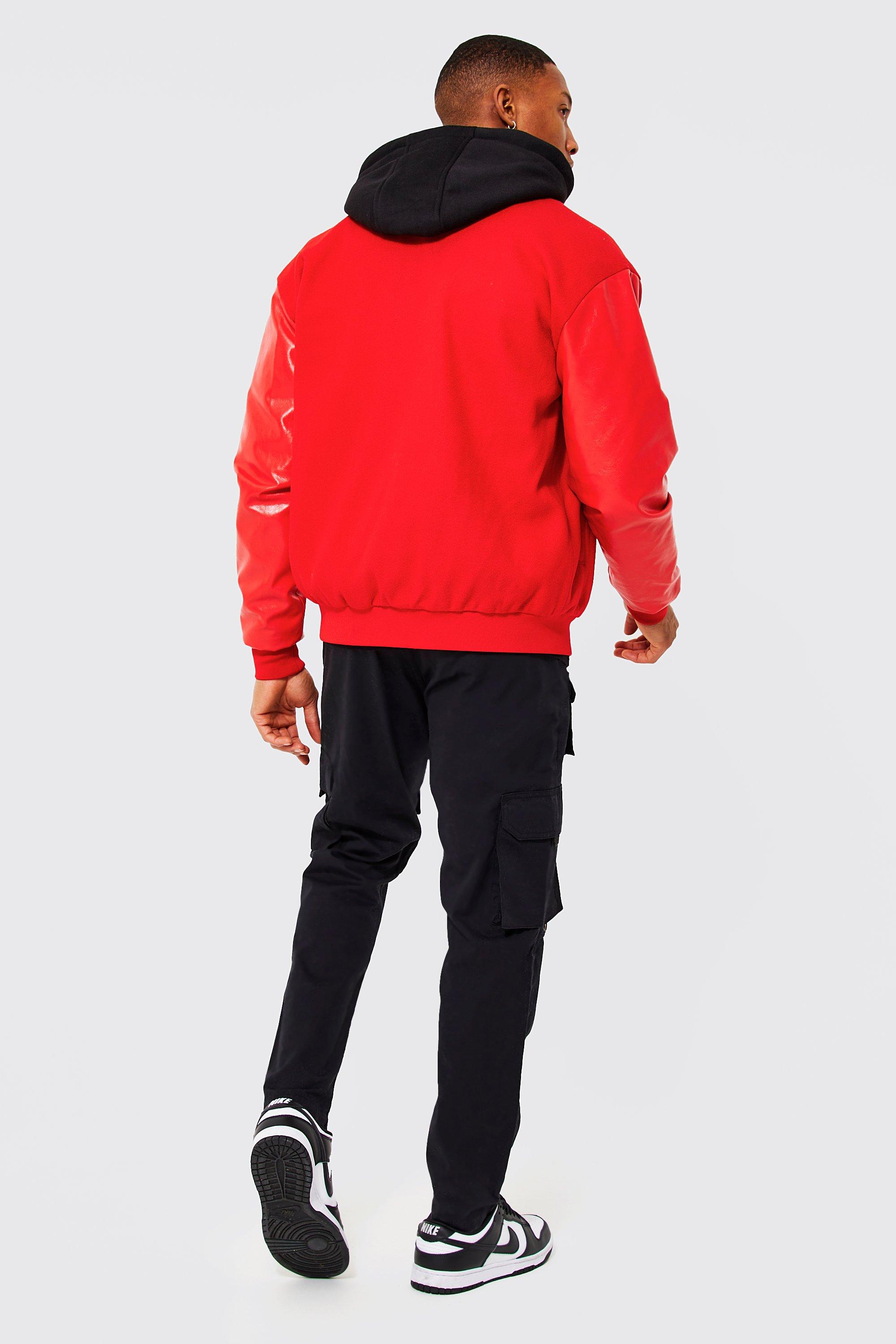 Melton Worldwide Jersey Hood Varsity Jacket boohoo