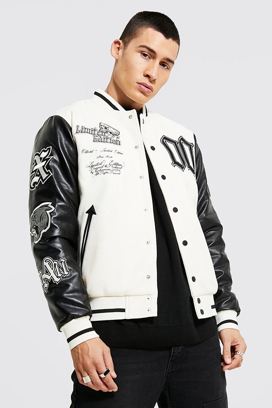 Ecru Limited Edition Broken Skull Varsity Jacket image number 1