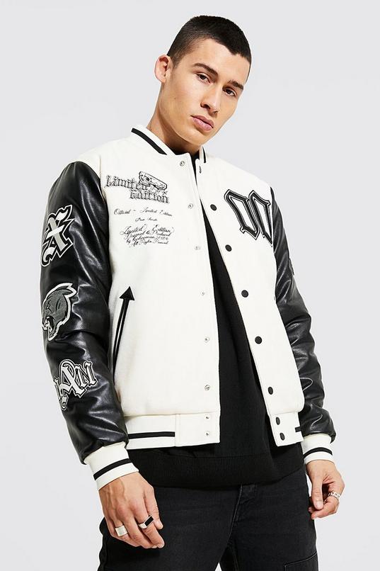 Limited Edition Broken Skull Varsity Jacket | boohoo USA Limited Edition Broken Skull Varsity Jacket | boohoo USA